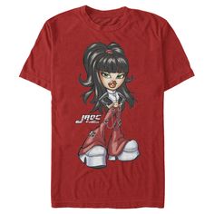 Trendy Red T-shirt With Character Print, Casual Red Top For Fan Conventions, Red Pop Culture Top For Streetwear, Pop Culture Red Tops For Streetwear, Red Pop Culture Tops For Streetwear, Red Tops For Streetwear, Bratz Girl, Bratz Jade, Bratz Girls