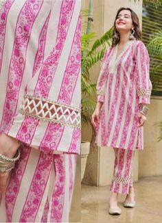 Printed Cotton Suit Designs, Indian Dress Up, Suit Neck, Stylish Kurtis Design, Coord Sets, Body Gym