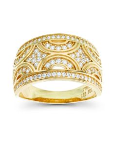 an 18k yellow gold ring with diamonds