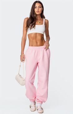 Reach your ultimate level of coziness, while still feeling on-trend with these perfect Clark oversized sweatpants from Edikted.SweatpantsOversized fitCotton, PolyesterModel wears size SModel height is 5'7Item care: Machine wash at maximum 30ºC, do not bleach, do not tumble dry, iron at a maximum of 110ºC, do not dry clean. Edikted Womens Clark Oversized Sweatpants - Pink size Large Pastel Sweatpants, Sweatpants Oversized, Oversized Sweatpants, Ribbed Crop Top, Womens Clarks, Womens Loungewear, Pink Brown, Pacsun, S Models