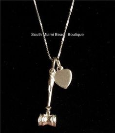 Sterling Silver Lawyer Necklace 925 Gavel Heart Paralegal Law Graduation Gift Miami Beach Pictures, Law Graduation, Sea Life Jewelry, Life Jewelry, South Miami, Lawyer Gifts, Beach Boutique, Beach Bridal, Shell Beach