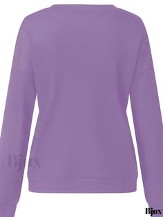 Bjux - Womens Fall and Winter Casual Long Sleeve Crew Neck Sweatshirt with Floral Daisy Print -- Fashionable and Comfortable Womens Clothing Purple Crew Neck Top With Ribbed Cuffs, Purple Crew Neck Tops With Ribbed Cuffs, Purple Tops With Ribbed Cuffs, Basic Purple Long Sleeve Top, Basic Long Sleeve Purple Top, Daisy Print, Print Pullover, Winter Casual, Casual Sweatshirt