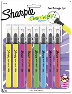 the sharpie clearview markers are set in five different colors and have black tips