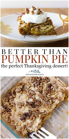 the cover of better than pumpkin pie is shown on a plate with a fork in front of it