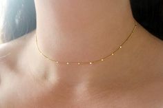 Starlit Gold Choker Necklace Dainty Gold Bar Necklace Gold | Etsy Gold Chain Necklace With Simple Design For Gift, Dainty Yellow Gold Chain Necklace For Party, Dainty Gold-plated Gold Choker, Dainty Gold-plated Choker, Elegant Simple Gold Chain Necklace, Gold Delicate Chain Choker, Elegant Gold Chain Necklace With Simple Design, Dainty Gold Plated Choker, Dainty Gold Choker With Delicate Chain