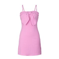 Women's 2024 Graduation Dress French Sweet Square Neck Big Bow knot Backless Pink Dress Flirty Bow Mini Dress For Summer, Flirty Mini Dress With Bow For Brunch, Flirty Summer Mini Dress With Bow, Spring Backless Mini Dress With Bow, Feminine Bow Tie Backless Mini Dress, Fitted Backless Mini Dress With Bow, Fitted Dress With Pink Bow, Feminine Party Mini Dress With Tie Straps, Flirty Spaghetti Strap Dress With Bow Tie Back