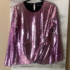 Gorgeous And Fun Pink Sequin Blouse. Fit And Flare At Waist Making It Very Flattering. Nwt Never Worn Elegant Pink Tops For Party Season, Glamorous Pink Blouse For Night Out, Glamorous Pink Tops For Fall, Glamorous Pink Fall Tops, Sequin Long Sleeve Blouse For Date Night, Pink Blouse For Night Out Party Season, Long Sleeve Sequin Blouse For Date Night, Pink Evening Blouse For Party Season, Chic Pink Tops For Party Season