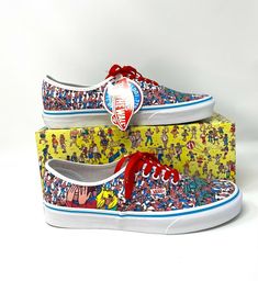 VANS Authentic Where_s WALDO Multi Canvas Mens Sneakers VN0A348A3RZ Brand new with box. 100% AUTHENTIC! Constructed with a simple low top, lace-up profile, this classic shoe also features sturdy canvas uppers, metal eyelets, and signature rubber waffle outsoles. Check out my Store for more models! PAYMENT  Make sure you make a payment! Otherwise we will not send your order. SHIPPING For US customers: We ship to confirmed PayPal address ONLY. Delivery time may vary based on the location of you ci Surfer Shoes, Gray Vans, Where's Waldo, Vans Black And White, Vans Blue, High Top Vans, Vans Slip On, Vans Black, Conversion Chart