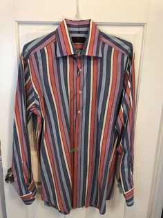 Just dry cleaned but a bit wrinkled from storage! Check out my other etro! Striped Button Down Dress, Button Down Dress Shirt, Button Down Dress, Womens Plaid, Plaid Shirt, Dress Shirt, Women's Plaid Shirt, Button Downs, Plaid