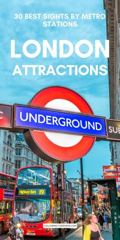 the sign for london attractions is in front of a busy street with people walking on it