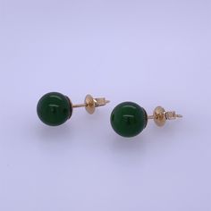 18k Yellow Gold Jade Stud Earrings Used  Stone: Jade  Stone Color: Green  Comes as Seen View Images for Visual Description Green Round Pearl Earrings For Formal Occasions, Green Pearl Earrings For Formal Occasions, Green Round Classic Pearl Earrings, 14k Gold Green Pierced Earrings, Green 14k Gold Earrings For Formal Occasions, Classic Green Round Earrings, Formal Green 14k Gold Earrings, Green 14k Gold Round Earrings, Round Green 14k Gold Earrings