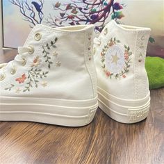 ✍Dear guests,  Welcome to my store and choose private custom-made embroidery shoes.  If you have any custom needs, I will embroider a shoe for you according to the pictures, ideas and words you send. At the same time I can also accept the urgent production. I can deliver the shoes to the express company within a week. I only need you to pay some urgent fees. You can receive the goods within the time you need. . If I can't make it for you I'll handle the refund for you. ✍Price includes: Converse 1970s and floral embroidery design. (The shoes are converse 1970s by default, If there is no shoe color or pattern you want in the options, you can contact me at any time, and I will do my best to help you）  As is shown in the picture, these are all embroidered patterns on the shoes by myself. Since Embroider On Converse, Converse Floral, Embroidery Converse, Floral Converse, Mode Converse, Flowers Shoes, Cute Converse Shoes, Embroidered Converse, Cute Converse