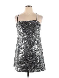 H&M Cocktail Dress Size: X-Large Silver Dresses - new. No Fabric Content, Halter, Short, Sleeveless | H&M Cocktail Dress: Silver Dresses - New - Size X-Large H&m Sleeveless Mini Dress For Party, H&m Summer Cocktail Mini Dress, H&m Mini Dress For Summer Cocktail, H&m Sleeveless Mini Dress For Night Out, Sleeveless Cocktail Mini Dress By H&m, H&m Sleeveless Mini Dress For Cocktail, Fitted Sequin Dresses From H&m, H&m Cocktail Dress For Party Season, H&m Sequin Dresses For Party Season