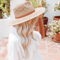 Lightweight & Beachy Straw Hat Natural Color Beachy Hat For Day Out, Beachy Natural Color Hat For Day Out, Beachy Natural Color Hats For Day Out, Lightweight Flat Brim Fedora For Day Out, Spring Flat Brim Fedora, Lightweight Fedora With Flat Brim For Day Out, Lightweight Fedora Hat For Day Out, Flat Brim Fedora For Spring Warm Weather, Bohemian Fedora With Curved Brim For Warm Weather