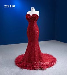 Red Sequin Pageant Dresses Strapless Mermaid Evening Gown 222150 – Viniodress Sequin Pageant Dress, Feather Prom Dress, Popular Prom Dresses, Red Mermaid, Mermaid Evening Gown, Spaghetti Strap Prom Dress, Floor Length Prom Dresses, Mermaid Sequin, Sweetheart Prom Dress