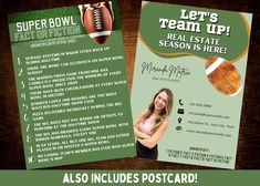 a flyer for a football event with an image of a woman