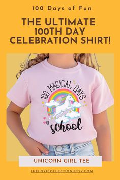 Make her 100 days of school celebration magical with this cute unicorn shirt! Perfect for preschool and grade school girls, it’s vibrant, cozy, and ideal for milestone moments. If you’re searching for happy 100th day of school shirts, this is the one. Shop today to bring some sparkle to her big day!