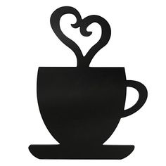 a black coffee cup with two hearts in the shape of a heart on top of it