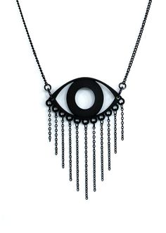 Black Crying Eye Necklace with Fringe - Gothic 3d Printed Jewelry – Hypnovamp Shadow Jewellery, Witchy Pendant, Goth Closet, 3d Printed Necklace, Gothic Gloves, Vamp Style, Vale Jewelry, Occult Fashion, Gothic Jewellery