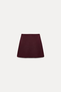 BASIC KNIT MINI SKIRT - Burgundy | ZARA United States Knit Mini Skirt, Burgundy Outfit, Zara Skirt, Joggers Shoes, Burgundy Skirt, Outfit Zara, Red Mini Skirt, Zara Skirts, Shirt Blouses Tops