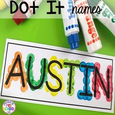 some crayons and markers with the words do it names in front of them