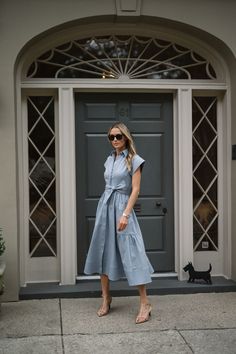 Transport yourself to 1950s Palm Beach in the perfectly vintage-inspired Betty Dress. The Betty is universally flattering silhouette (think Sisterhood of the Traveling Dress) with cap sleeves, a neck-elongating collar, cinched tie waist, and an A-line tea length. The thick oxford cotton fabrication with a hint of stretch means the Betty will hold its shape (and prevents wrinkles) through a whole day of activities. Just add a sunhat, shades, sandals and a cute tote and you're ready to hit the tow Betty Dress, Dress With Cap Sleeves, Husband Shirts, Prevent Wrinkles, Home Candles, Tea Length, Swim Accessories, Size 00, Palm Beach