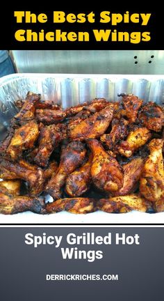 the best spicy chicken wings recipe is shown in this image with text overlays