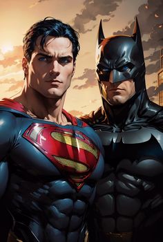 two superheros standing next to each other