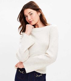 Cozy ribbed trim highlights this irresistibly chic flare sleeve style. Crew neck. Long sleeves.,Bullet1:Sweater weight: Midweight,Hit:Hit: Hits at hip,Imported:Imported,Fit:Fit: Relaxed — an easy shape that's just shy of loose,Length:24" long,Fabrication:62% Acrylic 35% Polyester 3% Spandex,Garment Care:Machine Washable Loft Ribtrim Flare Sleeve Sweater Size Large Soft Sandstone Women's by Loft Size Regular - L Soft Sandstone Women's 62%, Acrylic, 35%, Polyester, 3%, Spandex, Machine, Washable B Flare Sleeve Sweater, Hip Style, Easy Shape, Scarf Sale, Grey Outfit, Detailed Sweater, Blazer With Jeans, Sweater Sale, Grey Shirt