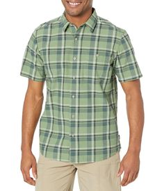 Tackle the day head-on with this Mountain Hardwear® Big Cottonwood™ Short Sleeve Shirt!.Button-down, fold-over collar..Short sleeves give you comfort and range of motion..Full-button placket in front..Patch pocket with button close on left chest..Classic shirt-tail hemline..Allover plaid design..Brand flag on left pocket..100% cotton..Machine wash, tumble dry..Imported..Product measurements were taken using size MD. Please note that measurements may vary by size..Measurements: Length: 27 in Ches Outdoor Relaxed Fit Shirt With Buttons, Outdoor Collared Short Sleeve Shirt With Button Closure, Casual Shirt With Button Closure For Outdoor, Outdoor Shirt With Camp Collar And Button Closure, Outdoor Shirt With Button Closure And Camp Collar, Casual Outdoor Shirt With Buttons, Casual Collared Shirt For Outdoor Activities, Cotton Button-up Camp Shirt For Outdoor, Relaxed Fit Short Sleeve Shirt For Spring Outdoor