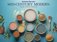 Mid-century Modern Home Paint Palette Sherwin Williams Complementary Hues Whole House Color Scheme Guide Vintage Retro Chic Interior Design - Etsy Sherwin Williams Mid Century Modern, Home Paint Palette, Mid Century Modern Color Palette, Whole House Color Scheme, Interior Paint Schemes, Home Paint Color, Home Paint, Chic Interior Design, Mid Century Modern Home