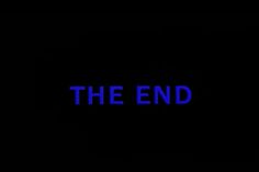 the word the end written in blue on a black background