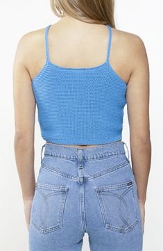 A cropped camisole knit with a unique neckline elevates your look. 11 1/2" length Jewel neck 60% cotton, 40% acrylic Hand wash, dry flat Imported Cropped Camisole, Jewel Neck, Knit Crop, Electric Blue, Nordstrom Rack, Hand Wash, Nordstrom, Size Medium, Size Small