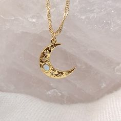 Celestial Opal Moon Necklace, Crescent Moon Necklace, Opal Star Necklace, Dainty Opal Jewelry, Birthday Gift For Her, October Birthstone ♥ Each piece looks beautiful alone or great for layering.  ♥ I ensure a high-quality piece of jewelry you can wear for a long time (Please read care instructions below).    Made with high quality of Stainless steel, 18K gold filled and real 18K gold plated tarnish resistant, Hypoallergenic, lead and nickel free.    (This gold plated have 3x layers of solid 18k Opal Moon Necklace, Stars Necklace, Necklace Opal, Crescent Moon Necklace, Jewelry Birthday, October Birthstone, Birthday Gift For Her, Necklace Dainty, Jewelry Cleaner