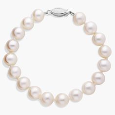 Complement her freshwater pearl strand with this matching 7" freshwater cultured pearl bracelet enhanced with a secure 14k white gold safety clasp. Akoya Pearl Bracelet With Pearl Charm, Classic Sterling Silver Bracelet With Round Beads, Pearl White Akoya Pearl Bracelet With Pearl Drop, Akoya Pearl Bracelet With Round Pearl Drop Beads, Akoya Pearl Bracelet With Pearl Drop, Akoya Pearl Drop Bracelet With Round Beads, Elegant Sterling Silver Bracelet With Round Beads For Anniversary, Akoya Pearl Drop Round Bracelets, Elegant Round Beads Sterling Silver Bracelet For Anniversary