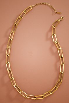 16" L + 2" extender. The necklace is hypoallergenic, waterproof, fade-resistant, and tarnish-free, ensuring its beauty lasts for years. Perfect for everyday wear or special occasions. Everyday Link Chain Necklace With Adjustable Chain, Hypoallergenic Link Necklace For Gift, Adjustable Cable Chain Necklace, Adjustable Cable Chain Link Necklace, Classic Hypoallergenic Chain Necklace For Everyday Wear, Classic Hypoallergenic Chain Necklace For Everyday, Gold Hypoallergenic Jewelry For Everyday, Paperclip Chain Necklace, Rompers Dressy