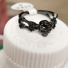 This Fragment Jewels Ring Is Black, Size Six, And Adorable. Came From Fj Recent Collection. Black Skull Ring, Fragrant Jewels, Skull Candle, Jewels Rings, Black Skull, 6 Rings, Black Skulls, Ring Color, Skull Ring