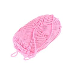 a ball of pink yarn on a white background