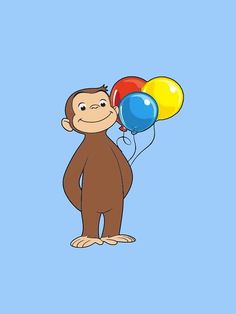 a monkey holding two balloons in its mouth