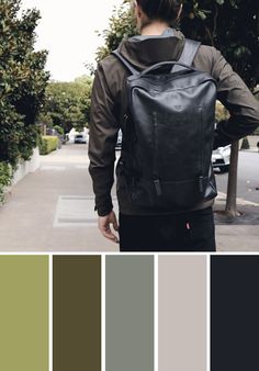 Color Palette inspiration. Tamarao Backpack city journey. Shades of green and black. Urban Backpack For Commuting, Modern Commuting Backpack With Pockets, Black Functional Leather Backpack With Pockets, Best Carry On Backpack, Best Backpacks For College, Mens Leather Laptop Bag, Backpack For Work, Black Backpacks, College Backpacks