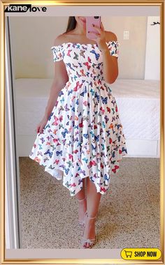 Sky Blue Casual Sweet Print Split Joint Fold Asymmetrical Off The Shoulder Irregular Dress Dresses Pink Knee-length Asymmetrical Summer Dress, Blue High-low Hem Asymmetrical Summer Dress, White Casual, Women's Fashion Dresses, Off The Shoulder, Fashion Dresses, White, Dresses, Blue