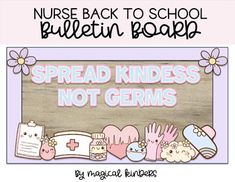 the back to school bulletin board is filled with handwritten words and pictures for nurses