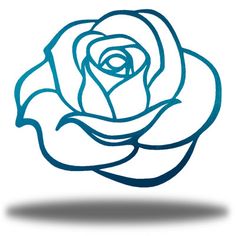 the outline of a rose on a white background is shown in blue and has a shadow