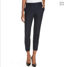 Theory Women’s Pants Brand New With Tags Color: Navy Blue Size 6 Elegant Mid-rise Business Bottoms, Elegant Mid-rise Bottoms For Business, Elegant Blue Dress Pants For Fall, Elegant Blue Bottoms For Workwear, Elegant Blue Bottoms For Work, Chic Blue Dress Pants With Welt Pockets, Elegant Blue Workwear Pants, Elegant Blue Pants For Work, Blue Dress Pants For Formal Fall Occasions