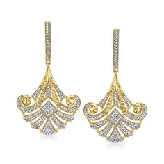 Ross-Simons - .33ct t. w. Diamond Vintage-Style Drop Earrings in 18kt Yellow Gold Over Sterling. An RS exclusive. Capture the elegance of a bygone era with this splendid pair. Inspired by the Art-Deco era, a dazzling arrangement of .33 ct. t. w. diamonds bedeck the fancy drops of 18kt yellow gold over sterling silver. Hanging length is 1 5/8". Hinged post, diamond vintage-style drop earrings. Diamond birthstones are the perfect gift for April birthdays. Art Deco Jewelry Vintage, Alexis Bittar Jewelry, Diamond Birthstone, Filigree Pendant, Fine Jewelery, Earrings Diamond, Jewelry Essentials, Bygone Era, Diamond Drop Earrings