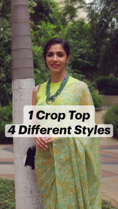 Crop top from Zara Crop Top Saree, Formal Casual Outfits, Saree Hairstyles, New Saree Designs, Fashion Capsule Wardrobe, Traditional Indian Dress, Office Outfits Women, Casual Day Outfits