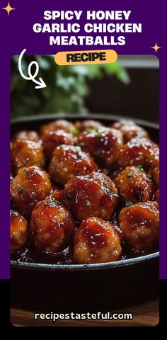 These Spicy Honey Garlic Chicken Meatballs are the perfect combination of sweet, savory, and spicy. Tender chicken meatballs are coated in a sticky honey garlic sauce with a hint of heat from chili flakes, making them a flavorful and irresistible appetizer or main dish. Serve with rice, noodles, or on their own for a deliciously satisfying meal! #SpicyHoneyGarlicMeatballs #ChickenMeatballs #HoneyGarlicSauce #SpicyChicken #AppetizerRecipes #MeatballRecipe #EasyDinner #HealthyMeatballs #SavoryAppetizers #ChickenDinner