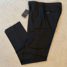 Brand New With Tags!! Size Is 30waist 30 Length Black Slim Fit Dress Pants With Pockets, Semi-formal Stretch Pants With Pockets, Black Slim Fit Work Pants With Pockets, Fitted Business Bottoms With Pockets, Black Fitted Work Pants With Pockets, Fitted Black Work Pants For Business Casual, Fitted Black Work Pants With Pockets, Fitted Black Work Pants, Black Slim Fit Wide Leg Bottoms