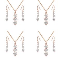 PRICES MAY VARY. ◆JEWELRY SET SIZE◆ The Necklace Chain Long 18"+2" Extender,Pendant Size: 28.8*8.3MM,The Earrings Size: 11*8.9MM(Not Contain the Ear Hook),Total Weight:Approx 7.1 Grams(Net Weight Of a Set Of Products).（NOTE: Manual Measured, There Will Be A Little Different.Please Understand! Thank You Very Much!） ◆PRODUCT ATTRIBUTE◆ These Jewelry are Made of High Quality Eco-Friendly Copper,18k Gold or Rose Gold or Silver Plated with Clean Cubic Zirconia.High Polished & Anti-tarnishing Treated,Hypoallergenic & Lead-Free,Cadmium-Free,Nickel-Free,Suitable for Sensitive Ears and Skin; ◆PACKING DESRCIPTION◆ These Jewelry Comes in a Dainty Jewelry Gift Box,One Box Contain One neklace and One Pairs Eearrings.This Package Contain Eight Boxes; ◆IDEAL GIFT CHOICE◆ Whether Its a Special Occasion, o Bridesmaid Jewelry Set, Best Bridesmaid Gifts, Bridesmaid Jewelry Sets, Silver Plated Necklace, Ear Hook, Bridesmaid Jewelry, Dainty Jewelry, Necklace Earring Set, Necklace Chain