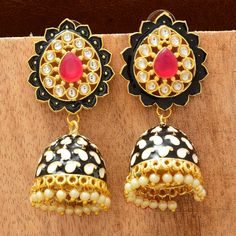 Fancy Party Wear Traditional Earrings. Perfect with ethnic & traditional wear. Perfect gift for any occasion for yourself and your dear ones. It is advisable to store jewellery in a zip lock pouch (air tight pouch), keep away from water perfume and other chemicals and clean it with dry and soft cloth. Traditional Jhumkas For Eid Festival, Traditional Jhumkas For Eid Festivities, Traditional Jhumkas For Eid, Traditional Jhumkas For Eid Celebration, Traditional Heavy Jhumkas For Festive Occasions, Festive Traditional Jhumkas With Cutdana, Traditional Cutdana Jhumkas For Eid, Festive Traditional Cutdana Jhumkas, Traditional Danglers For Eid